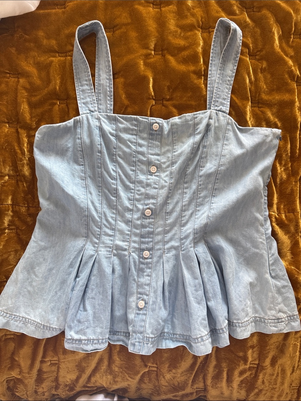 Verónica Beard Light Blue Denim Peplum Button-Front Tank Top